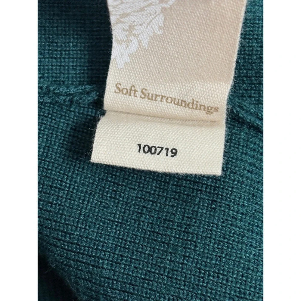 Soft Surroundings Teal Floral Embroidered Wool Blend Duster Cardigan 1X NWT